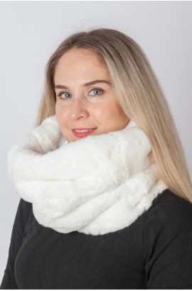 White rex rabbit fur neck warmer